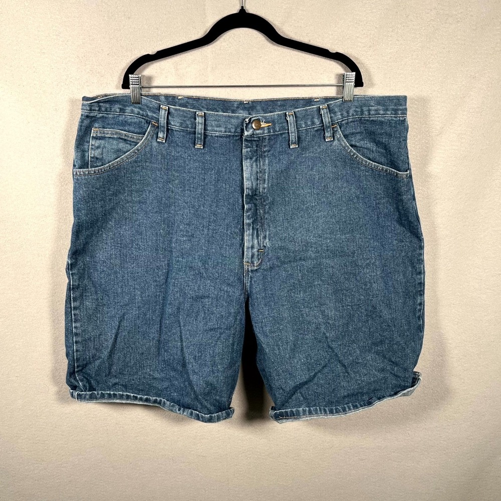 Wrangler Bermuda Shorts Mens 44 Blue Denim 5 Pocket Relaxed Fit Medium Wash